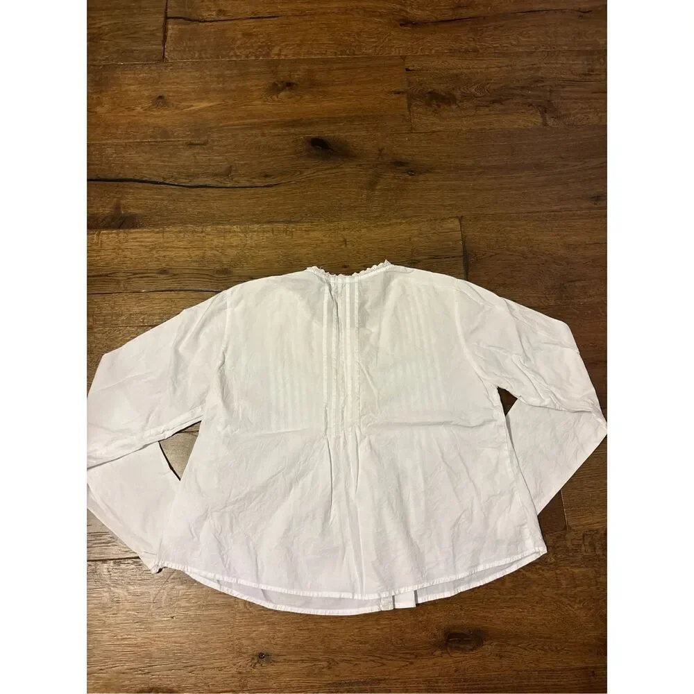 French Cuff M white shirt feminine cottage core button down